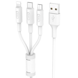 HOCO X25 3 in 1 USB to Micro-USB, Lightning, Type-C Cable Fast Charging 2.0A - White HOCO X25 3 in 1 USB to Micro-USB, Lightning, Type-C Cable Fast Charging 2.0A - White