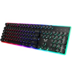 Vintage Style Punk Keycap Three Backlight Colors Crystal Light Floating Button Game Keyboard