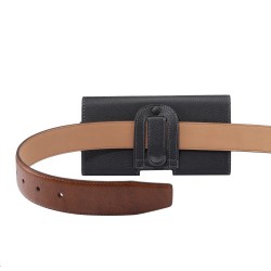 Universal Δερμάτινη Θήκη Ζώνης για Smartphones με μέγεθος 17 x 8.2 x 1.8cm - Μαύρο