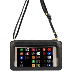 Universal View Window Touch Screen Leather Crossbody Wallet Purse Phone Pouch Bag, Size: 20 x 11.5cm - Black Universal View Window Touch Screen Leather Crossbody Wallet Purse Phone Pouch Bag, Size: 20 x 11.5cm - Black