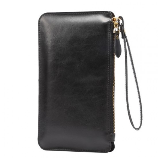 Universal View Window Touch Screen Leather Crossbody Wallet Purse Phone Pouch Bag, Size: 20 x 11.5cm - Black Universal Cases for Smartphones