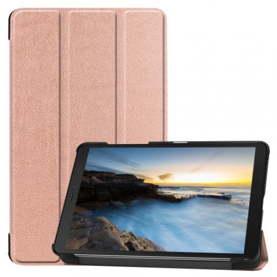 Tri-fold Stand Leather Tablet Casing for Samsung Galaxy Tab A 8.0 Wi-Fi (2019) T290/ LTE T295 - Rose Gold Samsung Cases Mobile Tablet