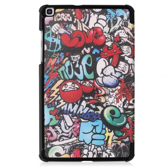 Pattern Printing Tri-fold Stand Leather Tablet Case for Samsung Galaxy Tab A 8.0 (2019) SM-T290/SM-T295 - Cartoon Graffiti Samsung Cases Mobile Tablet