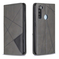 Μαγνητική Δερμάτινη Θήκη Πορτοφόλι με Βάση Στήριξης (Όψη Γεωμετρικών Σχεδίων) για Xiaomi Redmi Note 8 - Γκρι