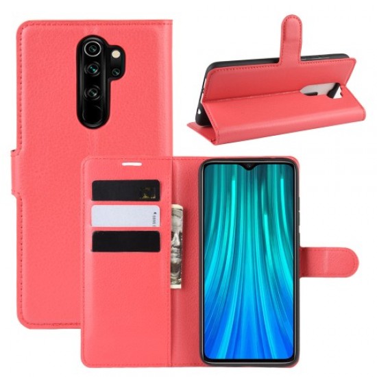 Litchi Skin Flip Leather Wallet Phone Case for Xiaomi Redmi Note 8 Pro - Red XIAOMI Cases Mobile