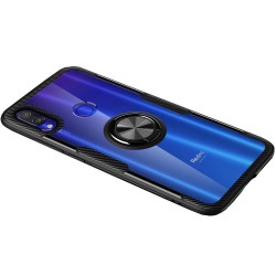 Υβριδική Θήκη Σιλικόνης TPU με Μεταλλικό Μαγνητικό Δαχτυλίδι που κάνει Βάση Στήριξης και Διάφανη Πλάτη για Xiaomi Redmi 7 - Μαύρο