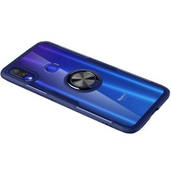 Υβριδική Θήκη Σιλικόνης TPU με Μεταλλικό Μαγνητικό Δαχτυλίδι που κάνει Βάση Στήριξης και Διάφανη Πλάτη για Xiaomi Redmi 7 - Μπλε