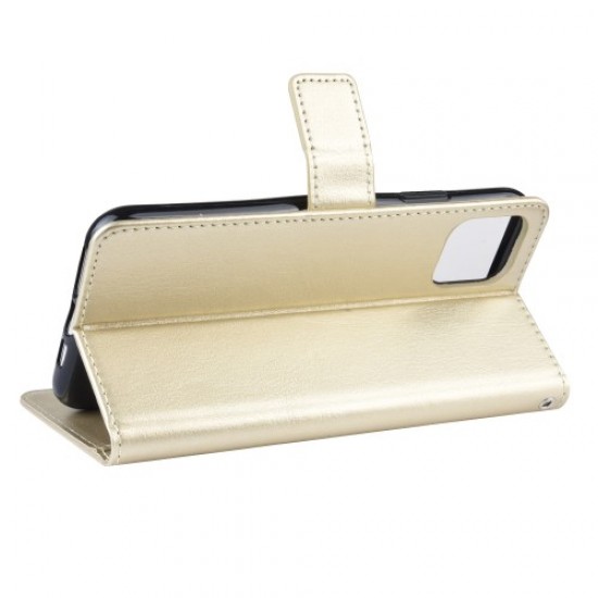 Δερμάτινη Θήκη Πορτοφόλι με Βάση Στήριξης για iPhone 11 Pro 5.8 inch (2019) - Χρυσαφί Apple Θήκες Κινητών