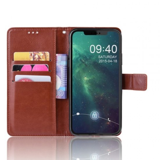 Crazy Horse Texture Leather Wallet Phone Cover for iPhone 11 Pro 5.8 inch (2019)- Brown Apple Cases Mobile