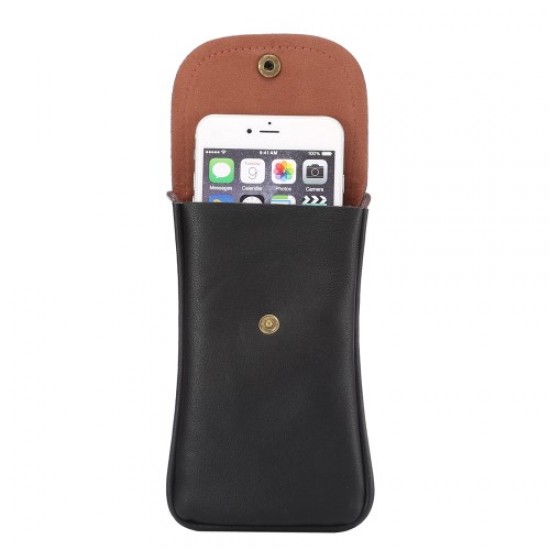 Δερμάτινο Πουγκί που Κρεμιέται στο Λαιμό ή στον Ώμο για Smartphones μέχρι 6.5 ιντσών, Διαστάσεις: 16.5 x 9.5cm - Μαύρο Gadgets - Παιχνίδια - Hobby