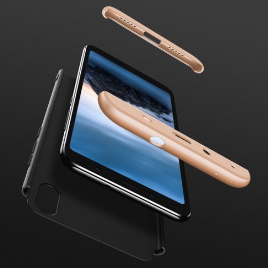 GKK 360 μοιρών Σκληρή Θήκη Ματ με Βελούδινη Υφή Πρόσοψης και Πλάτης για Xiaomi Redmi 7A - Μαύρο / Χρυσαφί XIAOMI Θήκες Κινητών