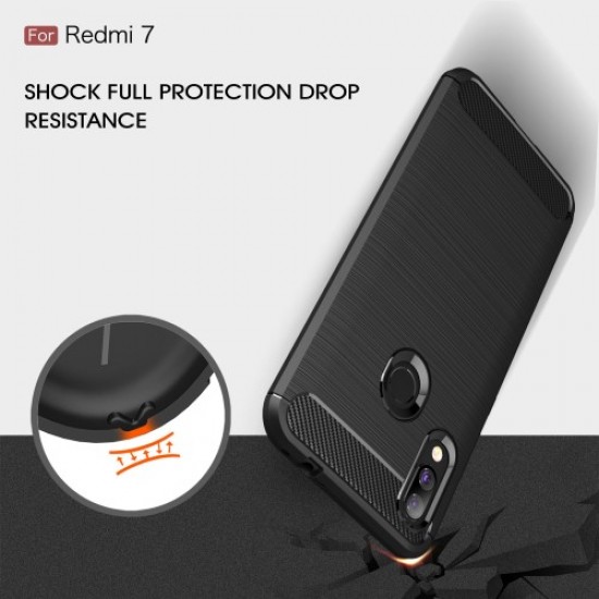 Θήκη Σιλικόνης TPU Carbon Fiber Brushed για Xiaomi Redmi 7 / Redmi Y3 - Μαύρο XIAOMI Θήκες Κινητών