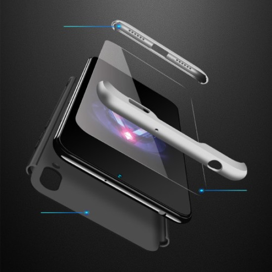 GKK Detachable 3-Piece Matte Hard PC Case for Huawei Y6 (2019, without Fingerprint Sensor) / Y6 Pro (2019) / Enjoy 9e - Silver / Huawei Cases Mobile