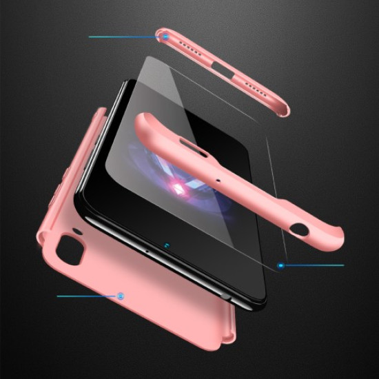 GKK Detachable 3-Piece Matte Hard PC Case for Huawei Y6 (2019, without Fingerprint Sensor) / Y6 Pro (2019) / Enjoy 9e - Rose Gol Huawei Cases Mobile