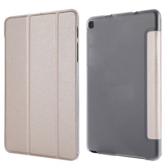 Silk Texture Tri-fold Stand Leather Case for Samsung Galaxy Tab A 8.0 Wi-Fi (2019) T290/ LTE T295 - Gold Samsung Cases Mobile Tablet