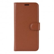 Litchi Texture Wallet Leather Phone Cover for Samsung Galaxy Note 10/Note 10 5G - Brown