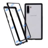 Magnetic Adsorption Metal + Tempered Glass Combo Shell for Samsung Galaxy Note 10/Note 10 5G - Black