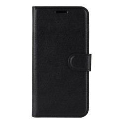 Litchi Skin Wallet Leather Stand Case for Samsung Galaxy A80/A90 - Black