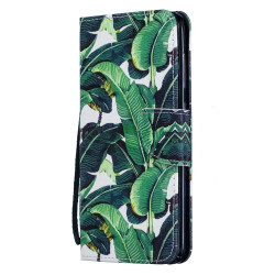 Pattern Printing Leather Wallet Case for Samsung Galaxy A70 - Leaf