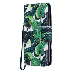 Pattern Printing Leather Wallet Case for Samsung Galaxy A40 - Leaf