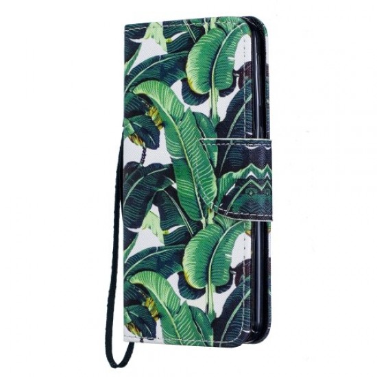 Pattern Printing Leather Wallet Case for Samsung Galaxy A40 - Leaf Samsung Cases Mobile