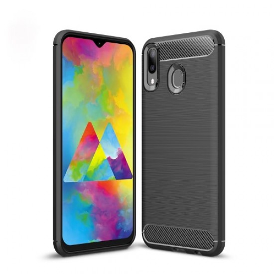 Carbon Fiber Texture Brushed TPU Case for Samsung Galaxy M20 - Black Samsung Cases Mobile