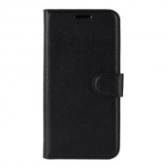 Litchi Skin Leather Wallet Stand Case for iPhone 11 6.1 inch (2019) - Black