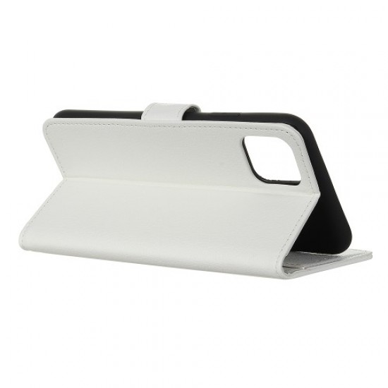 Litchi Skin Wallet Leather Stand Case for iPhone 11 Pro Max 6.5 inch (2019) - White Apple Cases Mobile