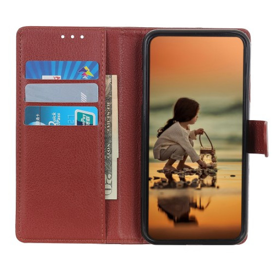 Litchi Skin Wallet Leather Stand Case for iPhone 11 Pro Max 6.5 inch (2019) - Brown Apple Cases Mobile