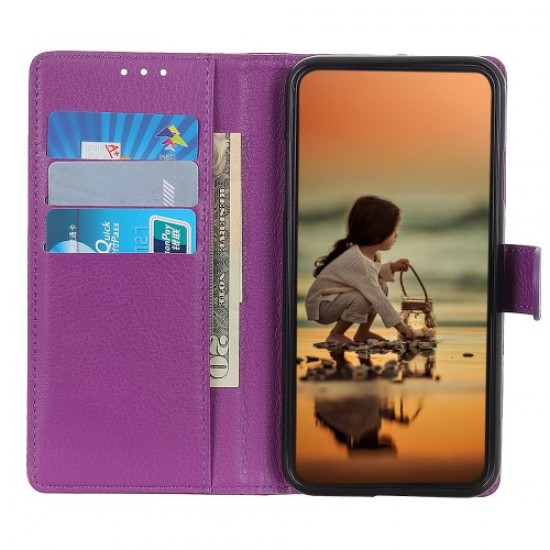 Litchi Skin Wallet Leather Stand Case for iPhone 11 Pro 5.8 inch (2019) - Purple Apple Cases Mobile