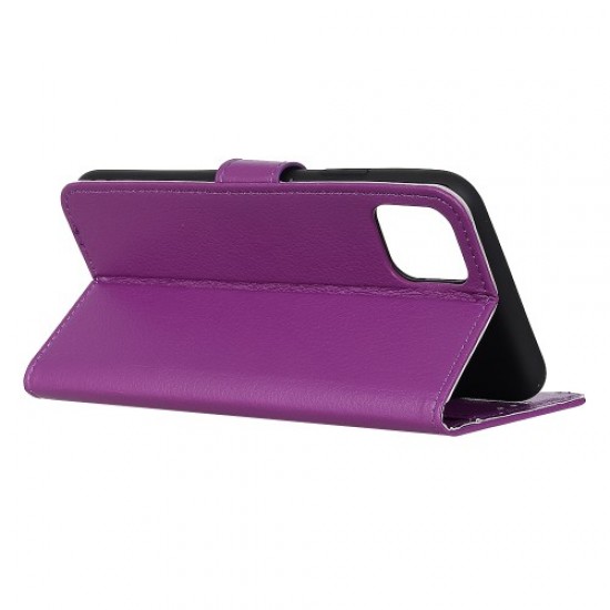Litchi Skin Wallet Leather Stand Case for iPhone 11 Pro 5.8 inch (2019) - Purple Apple Cases Mobile