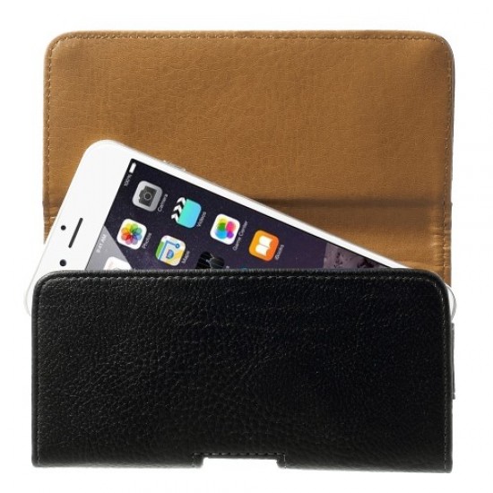 Δερμάτινη Θήκη Ζώνης για Smartphones με διαστάσεις 15.8 x 8.5 x 1.8cm όπως Samsung Note 8 / iPhone 8 Plus - Μαύρο Universal Θήκες Κινητών