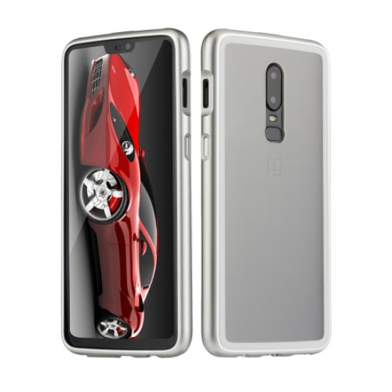 Μεταλλική Μαγνητική Θήκη 360 μοιρών (Detachable Metal Frame) για OnePlus 6 - Ασημί 
