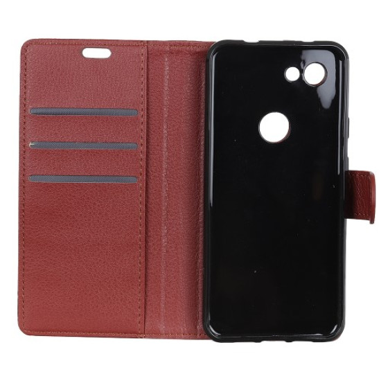 Litchi Skin PU Leather Wallet Case for Google Pixel 3a XL - Brown Google Pixel mobile Cases