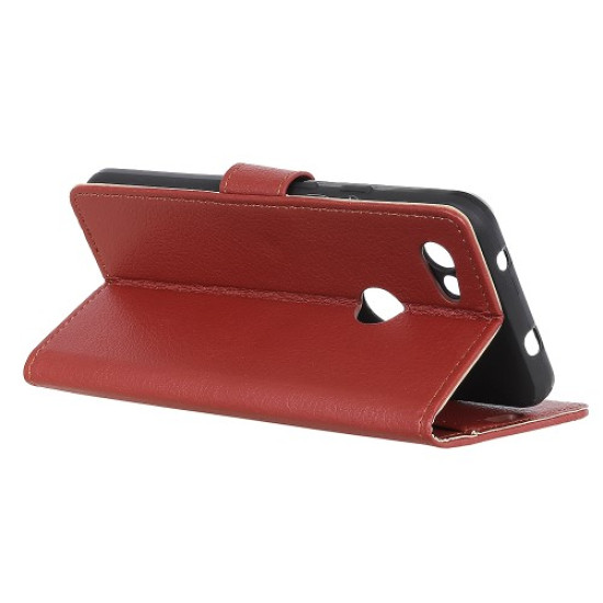 Litchi Skin PU Leather Wallet Case for Google Pixel 3a XL - Brown Google Pixel mobile Cases