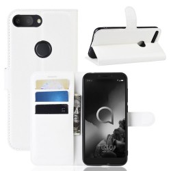 Litchi Style Wallet Leather Stand Phone Shell for Alcatel 1S (2019) - White