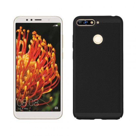 Hollow Mesh Hard Plastic Case for Huawei Y6 (2018) / Honor 7A (with Fingerprint Sensor) / Honor 7A Pro / Enjoy 8e - Black Huawei Cases Mobile