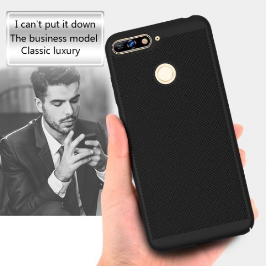 Hollow Mesh Hard Plastic Case for Huawei Y6 (2018) / Honor 7A (with Fingerprint Sensor) / Honor 7A Pro / Enjoy 8e - Black Huawei Cases Mobile