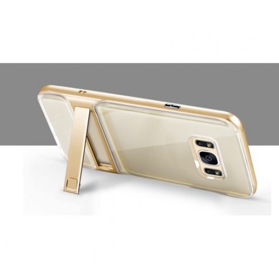 For Samsung Galaxy S8 G950 ELEGANCE TPU + PC Phone Back Case with Kickstand - Gold Samsung Cases Mobile