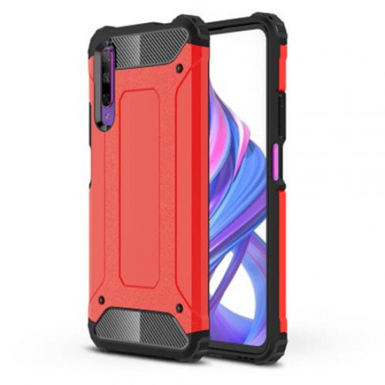 Tough Armor Υβριδική Θήκη Σιλικόνης TPU σε Συνδυαμό με Πλαστικό για Huawei Honor 9X / P Smart Pro 2019 (χωρίς δακτυλικό αποτύπωμα) - Κόκκινο Huawei Θήκες Κινητών