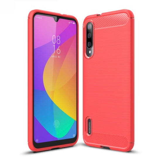 Carbon Fiber Texture Brushed TPU Case Accessory for Xiaomi Mi CC9e / Mi A3 - Red XIAOMI Cases Mobile