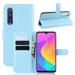 Litchi Skin Leather Wallet Stand Cell Phone Case for Xiaomi Mi CC9e/Mi A3 - Blue