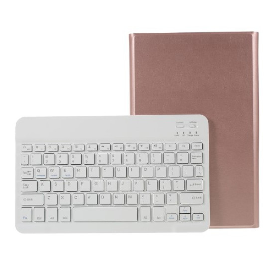 For Samsung Galaxy Tab A 10.1 (2019) T510/T515 Magnetic Detachable Bluetooth Keyboard + PU Leather Fine Sheep Lines Tablet Case 2-in-1 - Rose Gold Samsung Cases Mobile Tablet