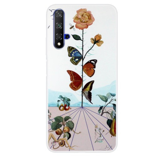 Pattern Printing TPU Case for Huawei Honor 20 - Butterfly and Flower Huawei Cases Mobile