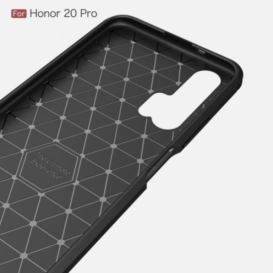 Θήκη Σιλικόνης TPU Carbon Fiber Brushed για Huawei Honor 20 Pro - Μαύρο Huawei Θήκες Κινητών