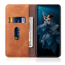 Δερμάτινη Θήκη Πορτοφόλι με Βάση Στήριξης για Huawei Honor 20 Pro - Καφέ
