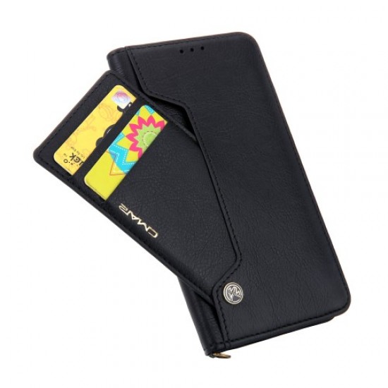 CMAI2 Wallet Stand Leather Phone Shell with Stylus Pen Holder for Samsung Galaxy Note 10/Galaxy Note 10 5G - Black Samsung Cases Mobile