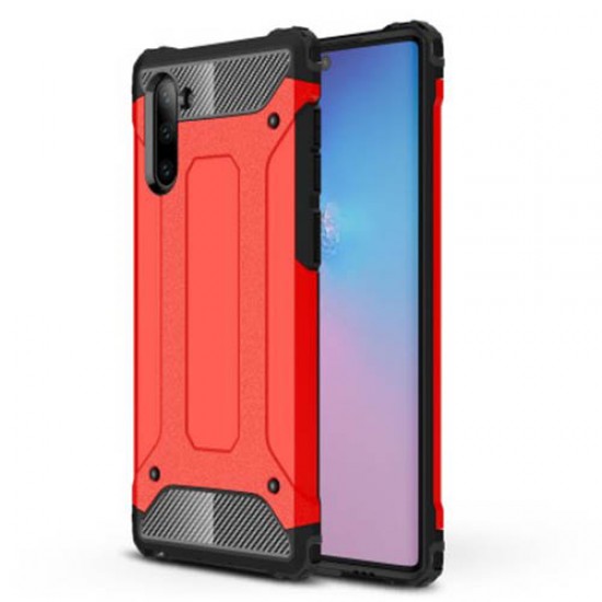 Armor Guard Plastic + TPU Hybrid Phone Cover Casing for Samsung Galaxy Note 10 / Note 10 5G - Red Samsung Cases Mobile