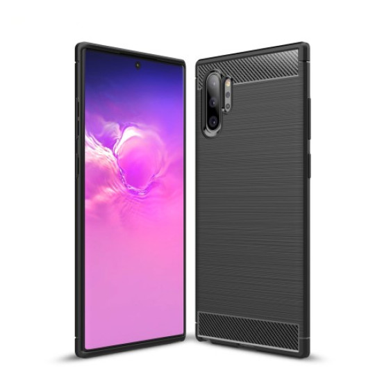 Θήκη Σιλικόνης TPU Carbon Fiber Brushed για Samsung Galaxy Note 10 Plus - Μαύρο Samsung Θήκες Κινητών