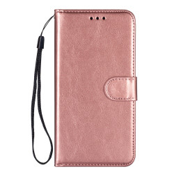 Crazy Horse Leather Wallet Shell with Lanyard Phone Case for Samsung Galaxy Note 10 Plus/Note 10 Plus 5G - Pink